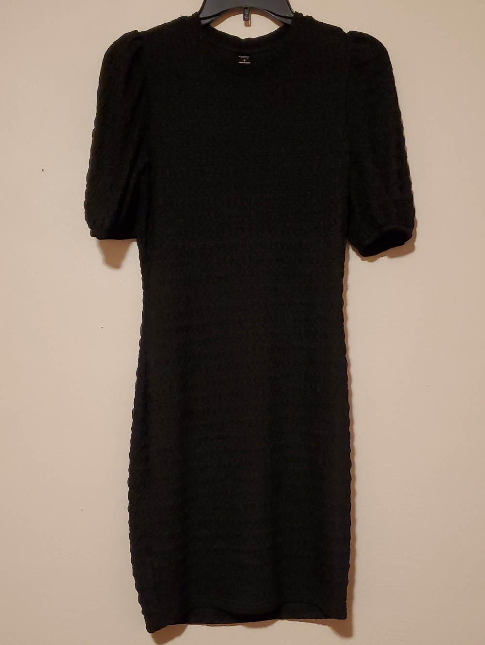 Emery Rose Black Mini Dress with Puff Sleeves